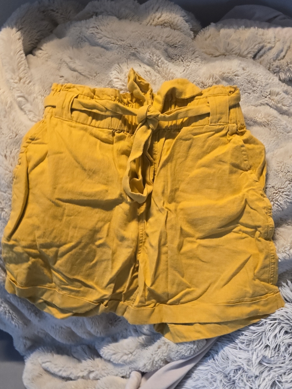 orange creek Women's Paperbag Tie-Waist Shorts in Yellow